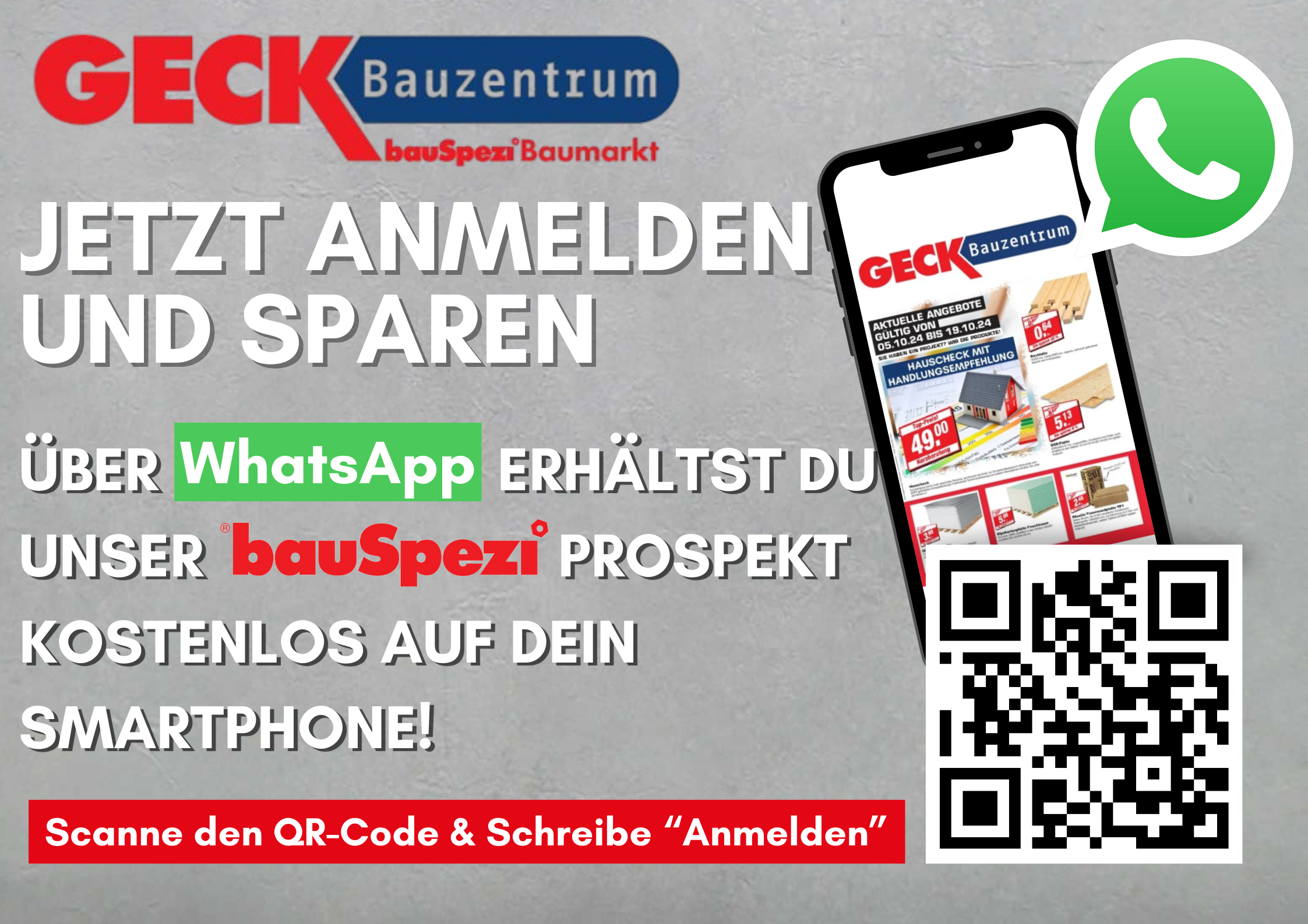 Werbebanner für WhatsApp-Anmeldung für den Angebotsprospekt
